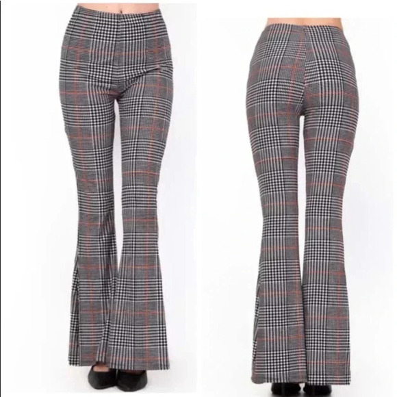🆕New Mix Retro Vibe Glen Plaid Flared Pants🆕 - Picture 1 of 12